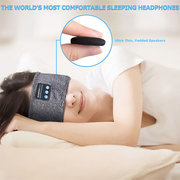 Unisex wireless sleep headband headphones in ocean blue, featuring a comfortable, stretchy design for noise-cancelling sleep.