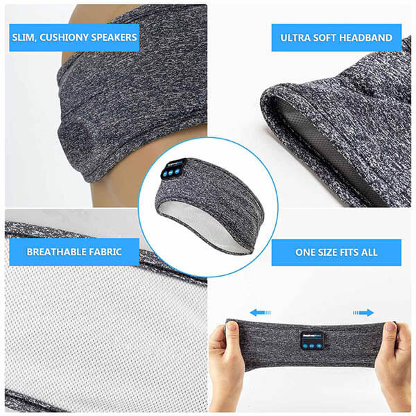 Unisex wireless sleep headband headphones in ocean blue, featuring a comfortable, stretchy design for noise-cancelling sleep.