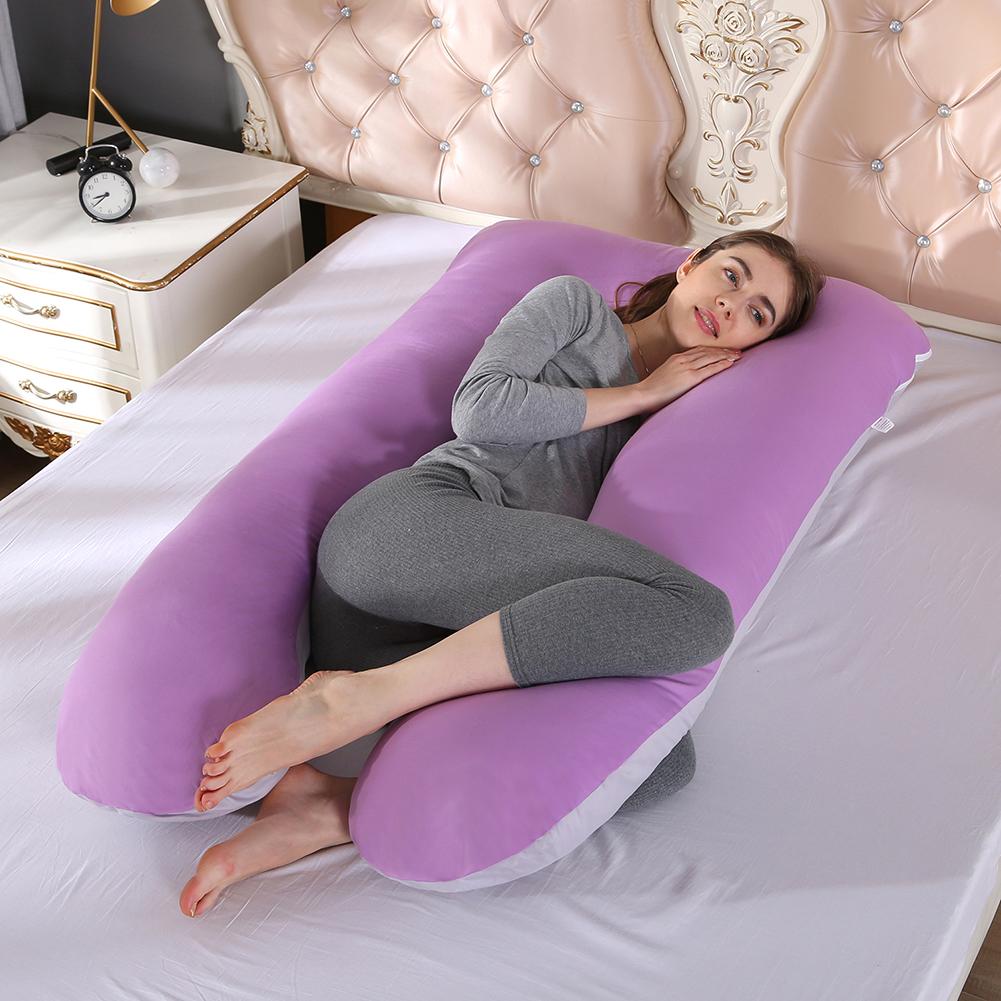 U-shaped full body pillow for pain relief, shown in grey, offers comfort for side sleepers and pregnancy support in Australia