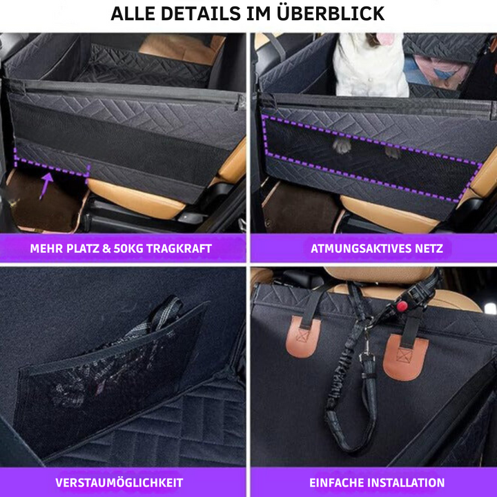 Waterproof dog car safety mat with memory foam, offering comfort and protection; fits all vehicle interiors seamlessly.