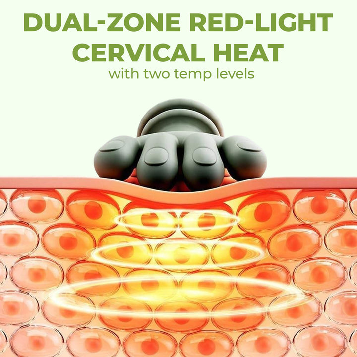 Wireless heated neck massager with 4D kneading, sleek pillow design; provides targeted neck and shoulder pain relief.