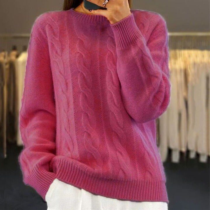 "Women's Debbie wool sweater, soft knit, beige, cozy warmth, classic and stylish design for fashion-forward winter wear."