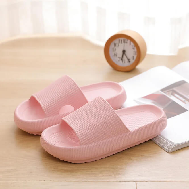 Women's Luxe Platform Cloud Slippers in vibrant hues with cushioned soles, non-slip design for indoor comfort and style.