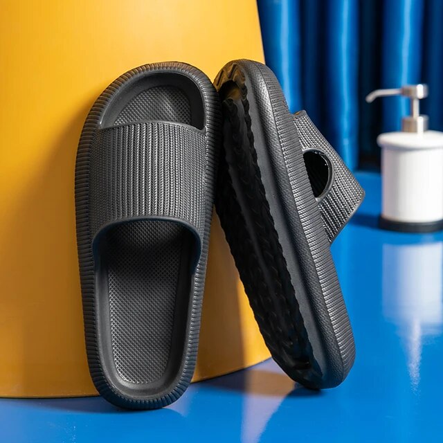 Women's Luxe Platform Cloud Slippers in vibrant hues with cushioned soles, non-slip design for indoor comfort and style.
