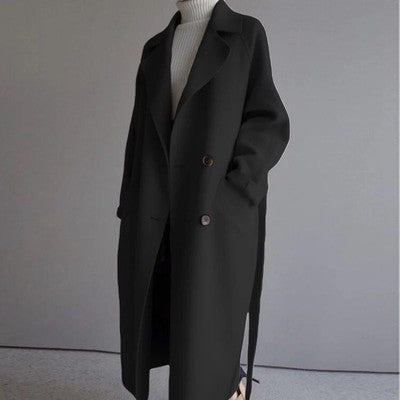 Women's casual wool jacket in beige with a refined cut and chic design, perfect for elegant winter style and warmth.