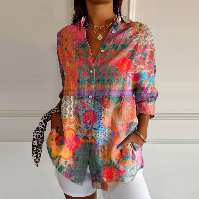 Women's classic cotton shirt with buttons; breathable, lightweight, perfect for summer, showcasing timeless style.