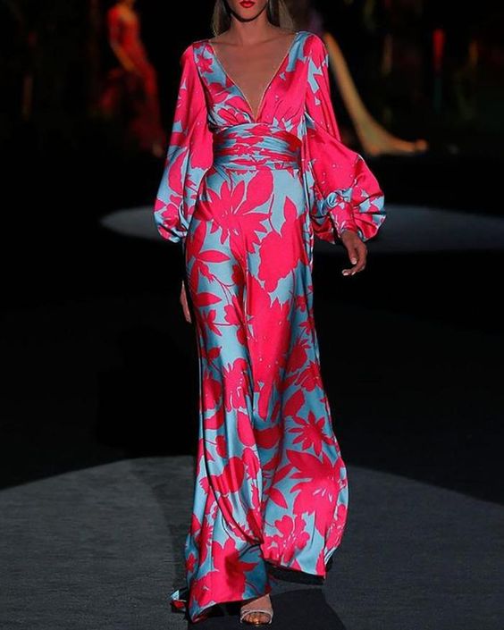 "Women's elegant V-neck midi dress, side view, in vibrant colors; perfect for celebrations, accentuating femininity."