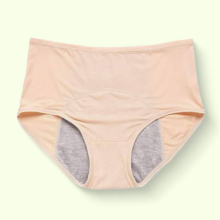 "Women's leakproof high waisted panties, black, seamless, offers incontinence protection with a slim, snug fit."