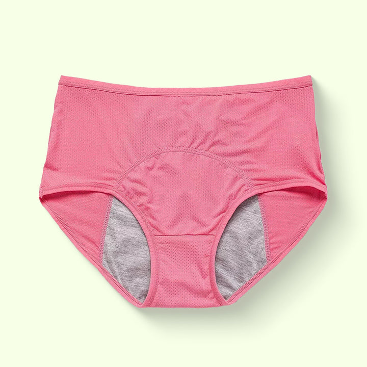 "Women's leakproof high waisted panties, black, seamless, offers incontinence protection with a slim, snug fit."