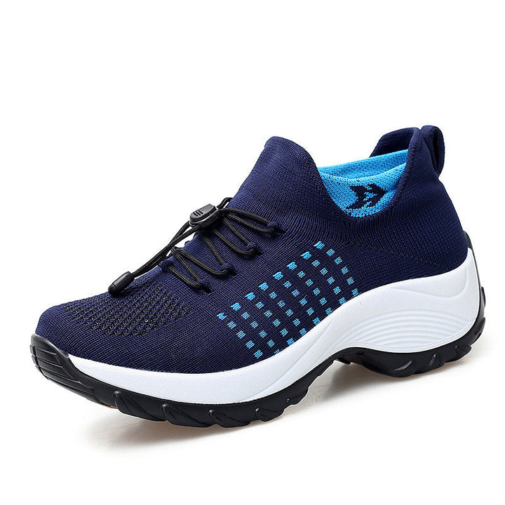 "Women's orthopaedic comfort shoes with contoured footbed, mesh upper in black and purple, providing advanced support."
