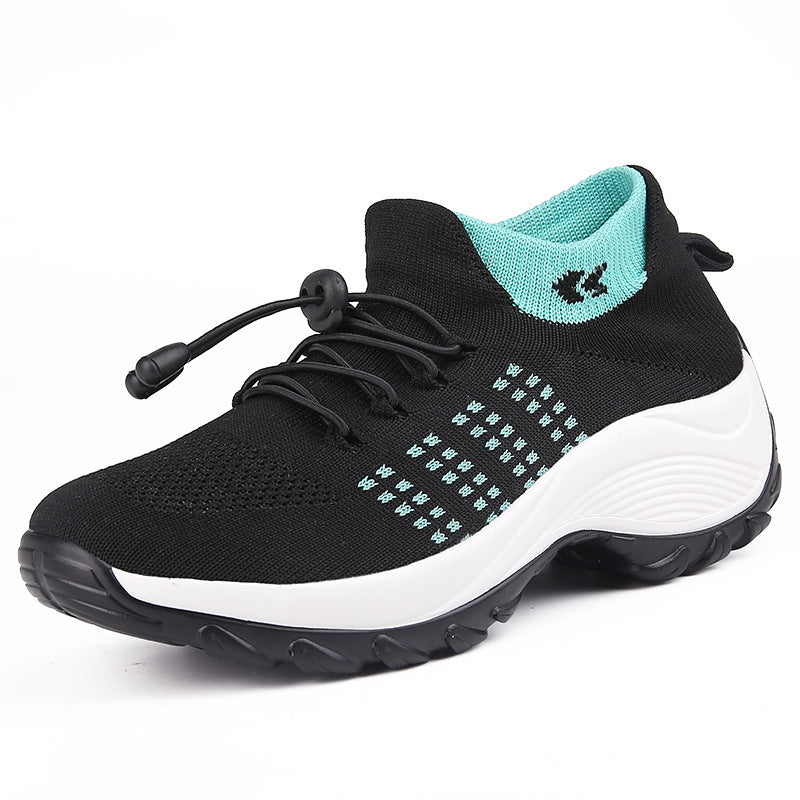 "Women's orthopaedic comfort shoes with contoured footbed, mesh upper in black and purple, providing advanced support."
