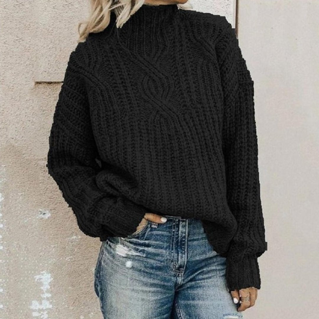 "Women's premium knit sweater, gray, soft fabric, elegant design, offers ultimate warmth, versatile for layering."