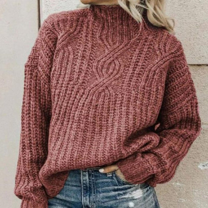 "Women's premium knit sweater, gray, soft fabric, elegant design, offers ultimate warmth, versatile for layering."