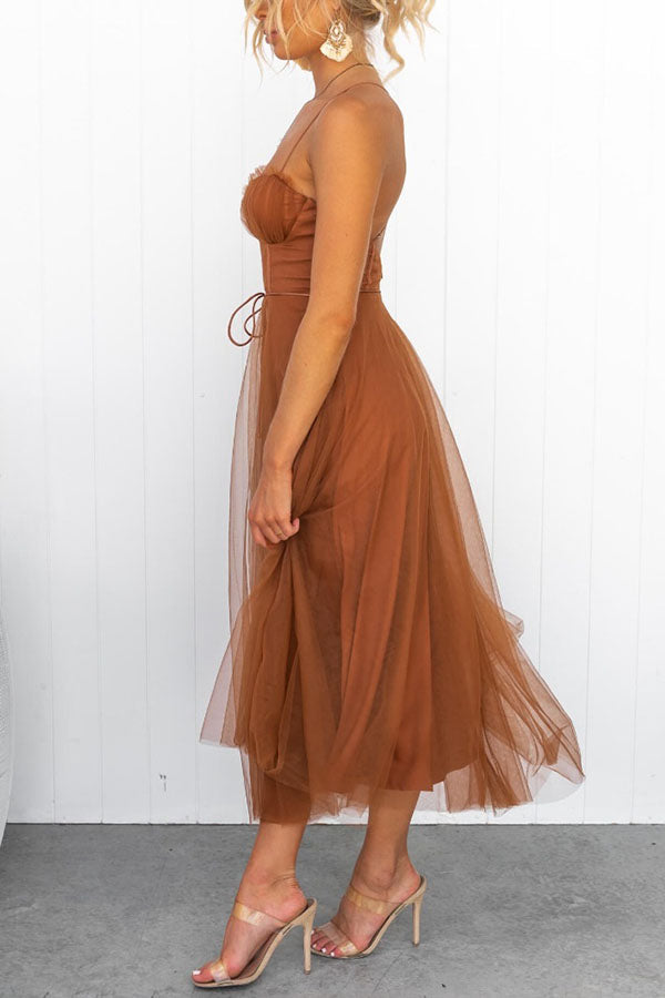 Women's sleeveless maxi dress with flowy silhouette, lightweight layered fabric, perfect for special occasions.