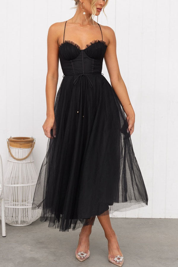 Women's sleeveless maxi dress with flowy silhouette, lightweight layered fabric, perfect for special occasions.