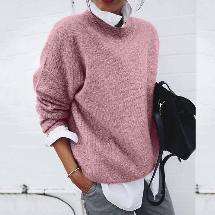 "Women's soft cashmere sweater, plush fabric, flattering fit, versatile style, shown in khaki, ideal for adding chic comfort.