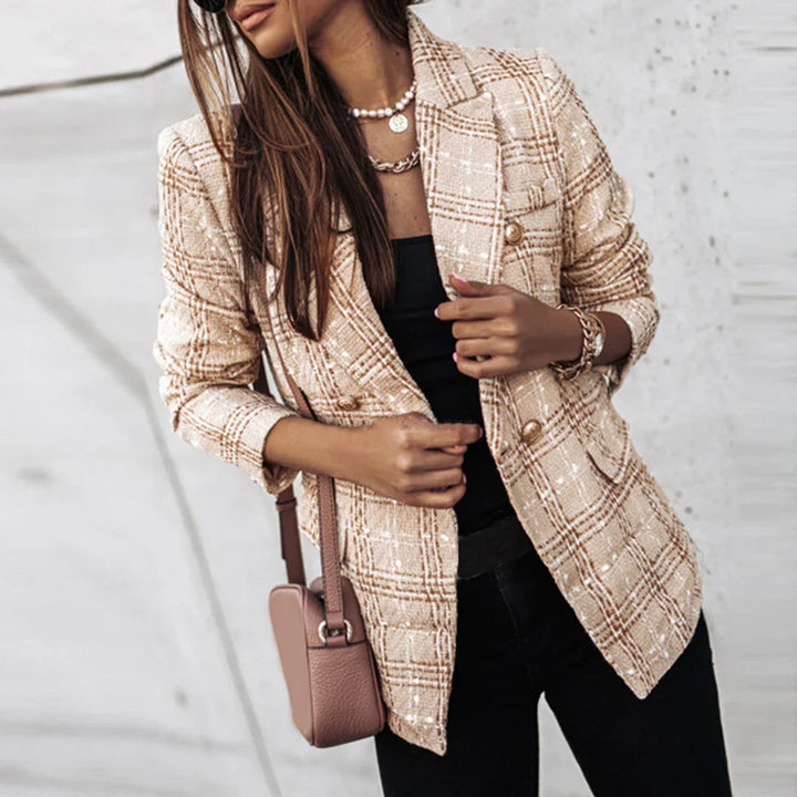 Women's tailored blazer in classic black, red, and green; professional, stylish attire for versatile wardrobe options.