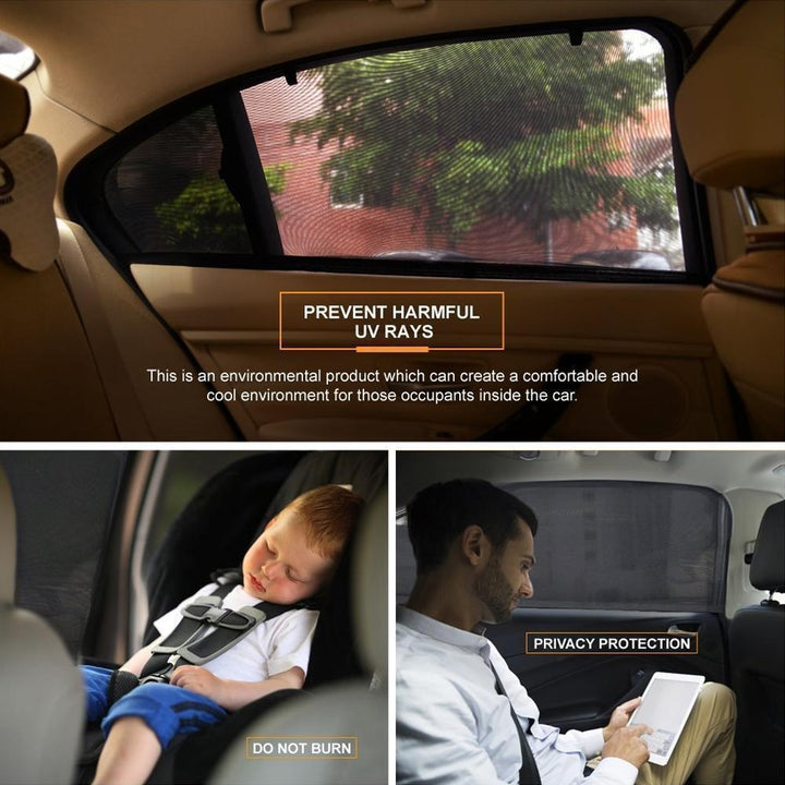 Universal car side window sun shade, black, accessory for cars, offering window protection & UV blocking.