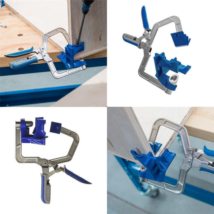 Handheld woodworking tool, an adjustable corner and T-joint clamp, ideal for cabinet making and DIY