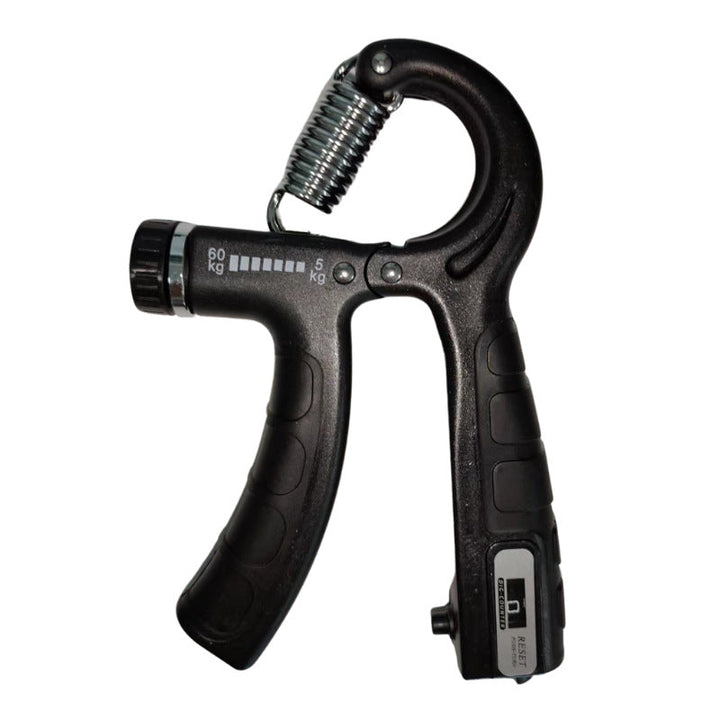 Multiple angles of the adjustable grip strengthener, demonstrating its versatile design and counter