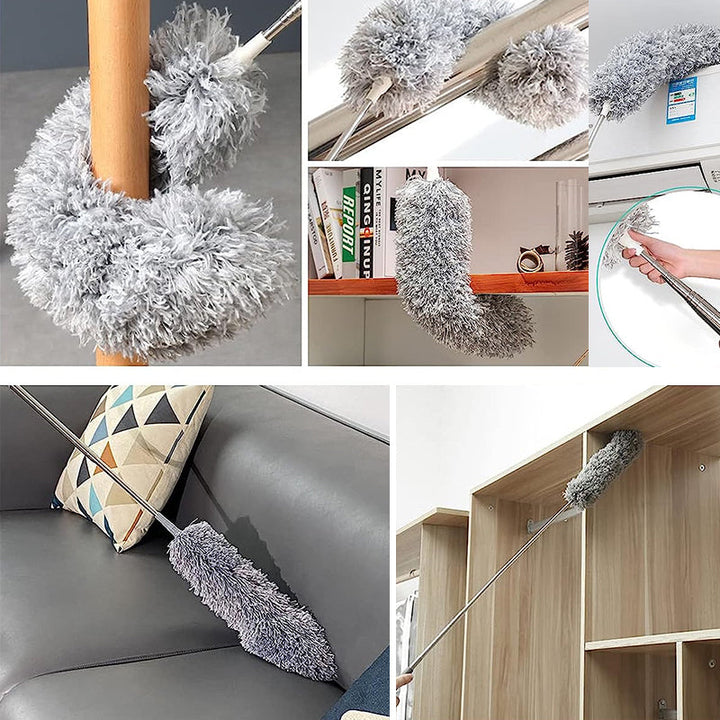 Versatile dusting tool: microfiber duster with an adjustable, telescoping handle for all heights.