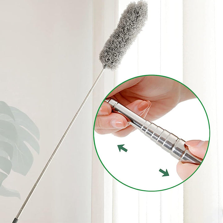 Soft, non-scratch microfiber duster for delicate surfaces, with an extendable and sturdy pole.