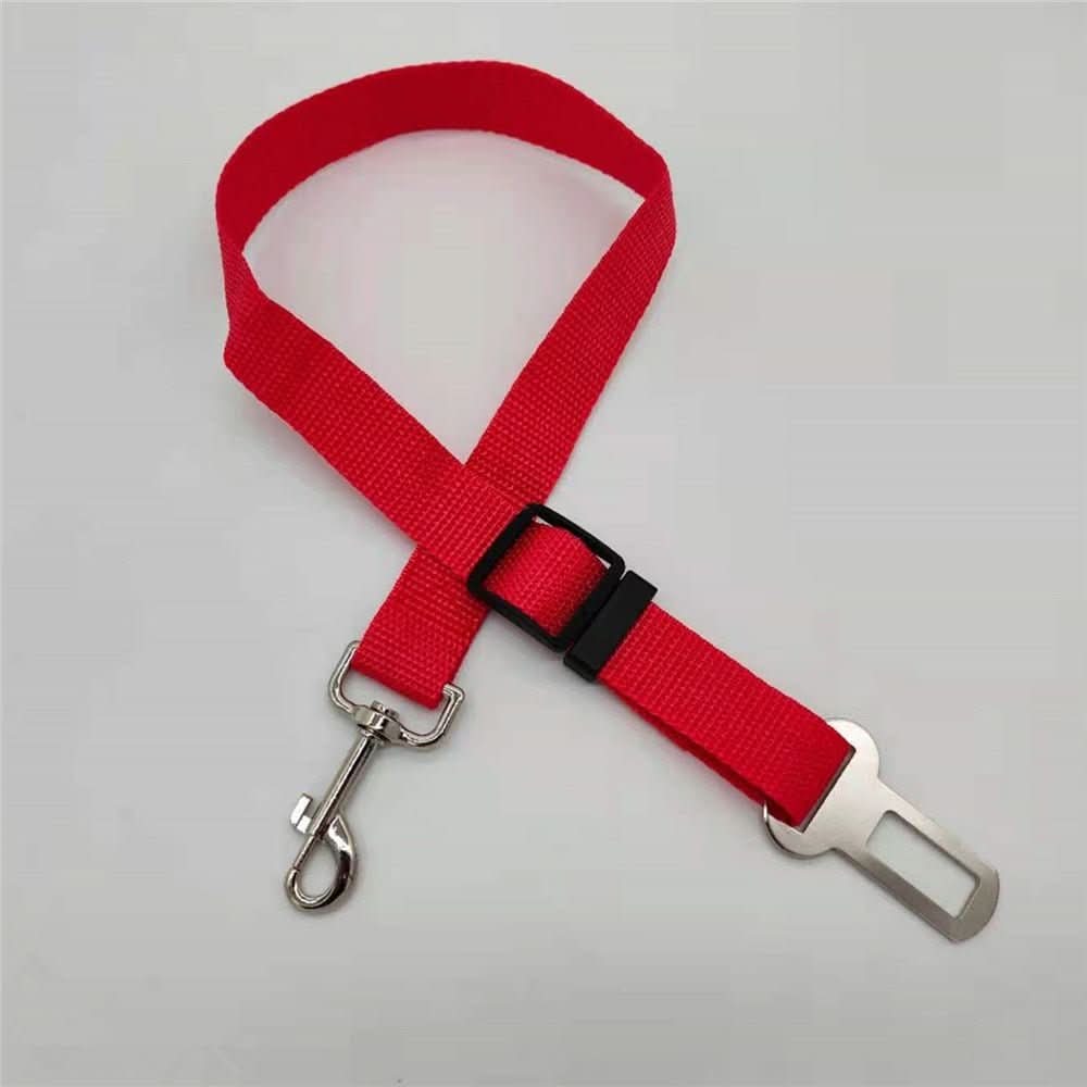Durable adjustable dog seatbelt harness, keeps pets secure during car road trips.