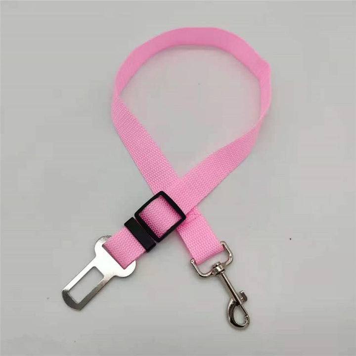 Adjustable dog car safety belt, a secure pet travel restraint made for road trips.