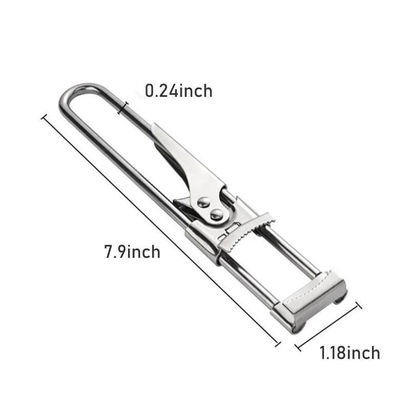 Durable stainless steel jar opener tool with adjustable grip, essential kitchen gadget for food prep.