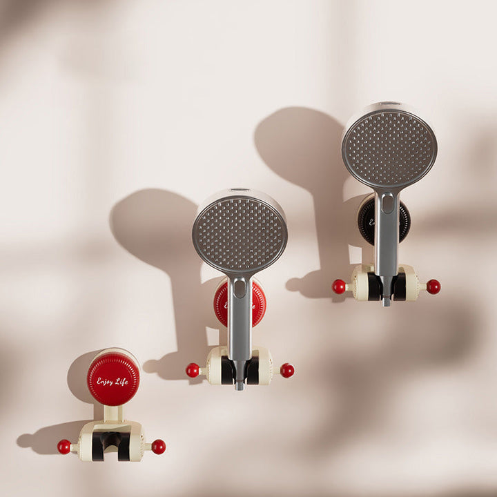 Side view of an adjustable suction shower holder, showcasing its angle flexibility
