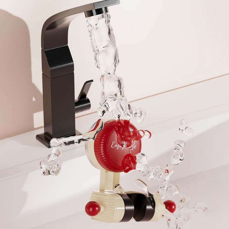 White adjustable suction shower holder mounted firmly on ceramic bathroom tiles