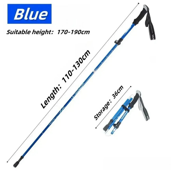 All-terrain adjustable hiking poles, providing crucial stability and support on varied trails.