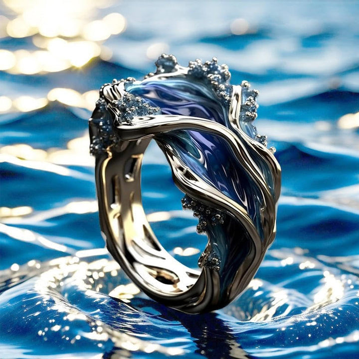 Unisex adjustable ring with ocean wave design, a stylish and comfortable piece of sea jewelry