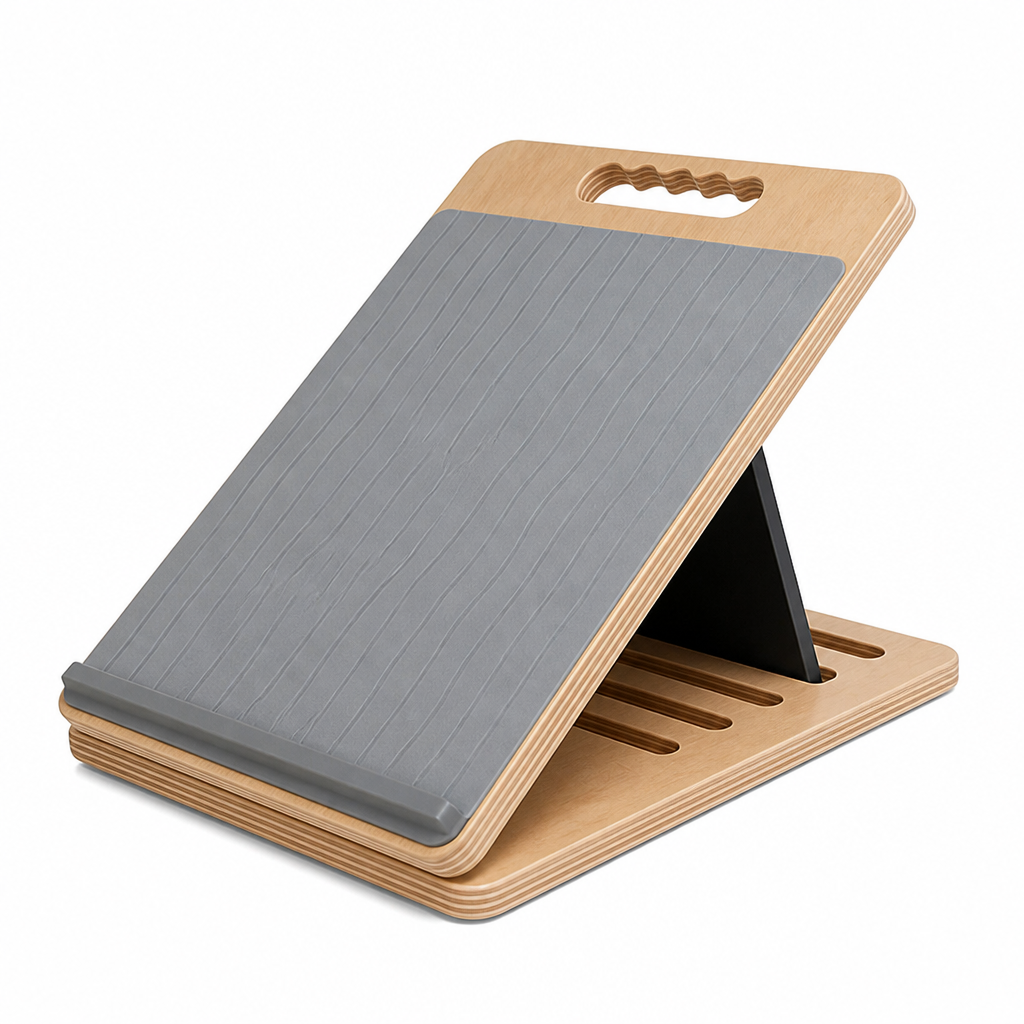 Adjustable wooden incline board for stretching, calf & ankle flexibility, exercise, yoga, and physical therapy.