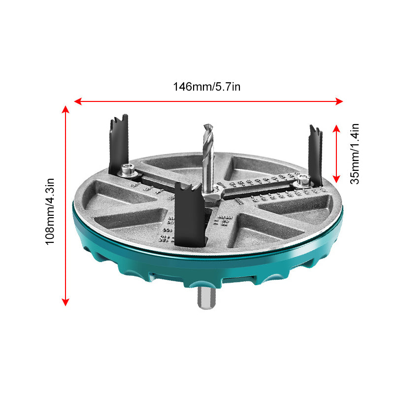 Efficient power tool for carpentry: adjustable hole cutter for wood and plastic applications