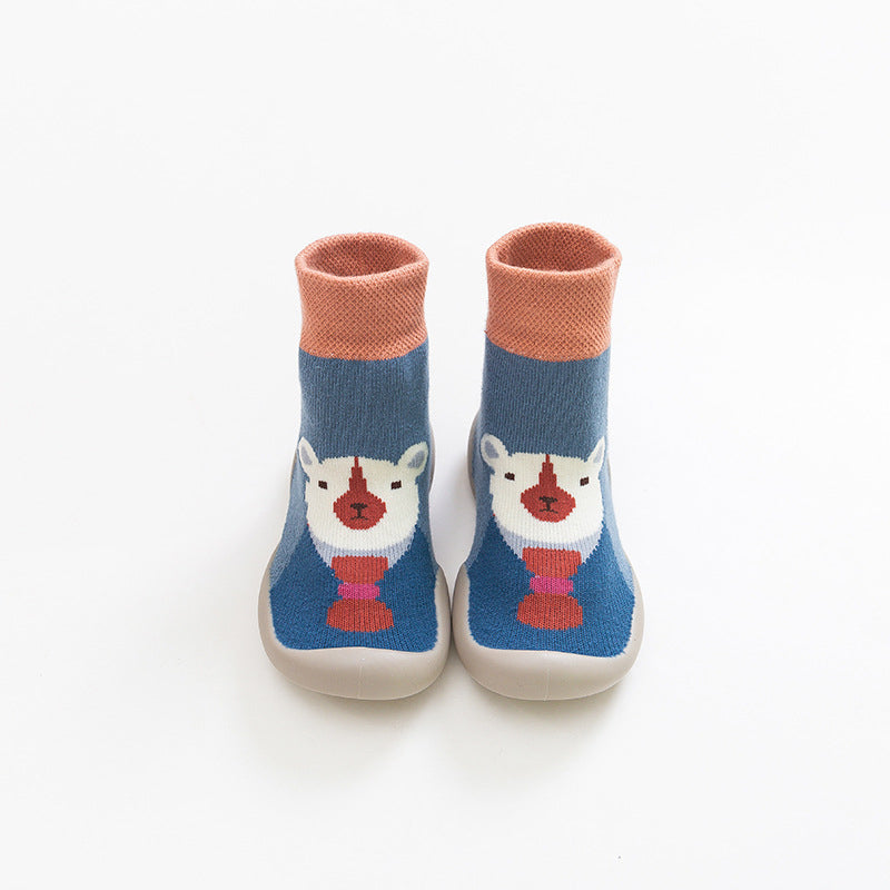 Comfy cartoon character sock shoes for babies, perfect for chilly autumn days