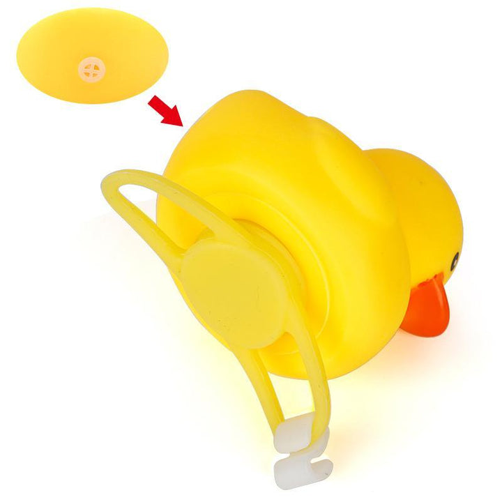Whimsical duck bike bell for kids, complete with a helmet and a functional LED light for bikes