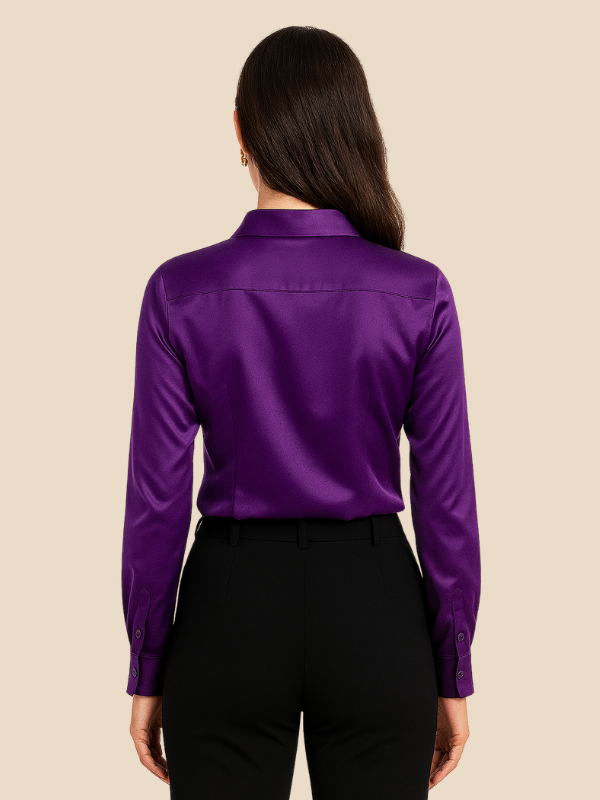 Adriana women's button-up blouse, a versatile long sleeve office staple.