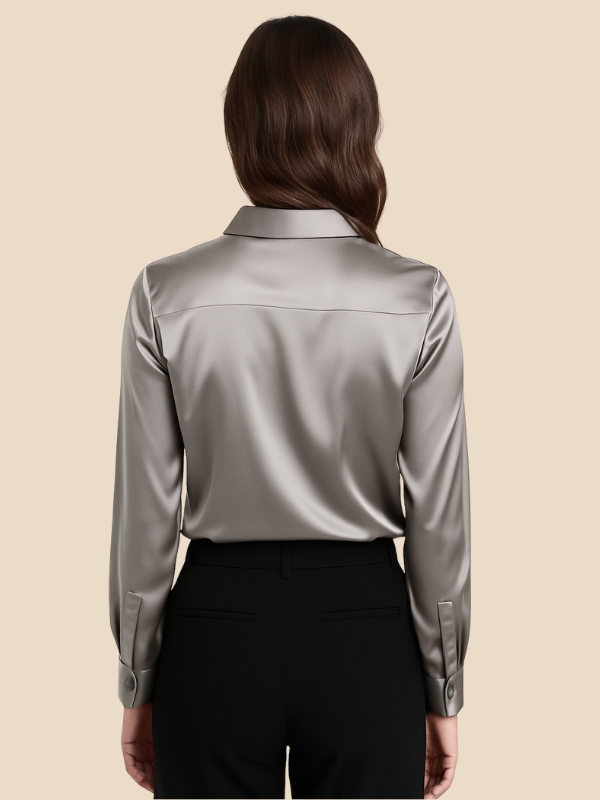 Adriana button blouse in classic white, a professional long sleeve office top.