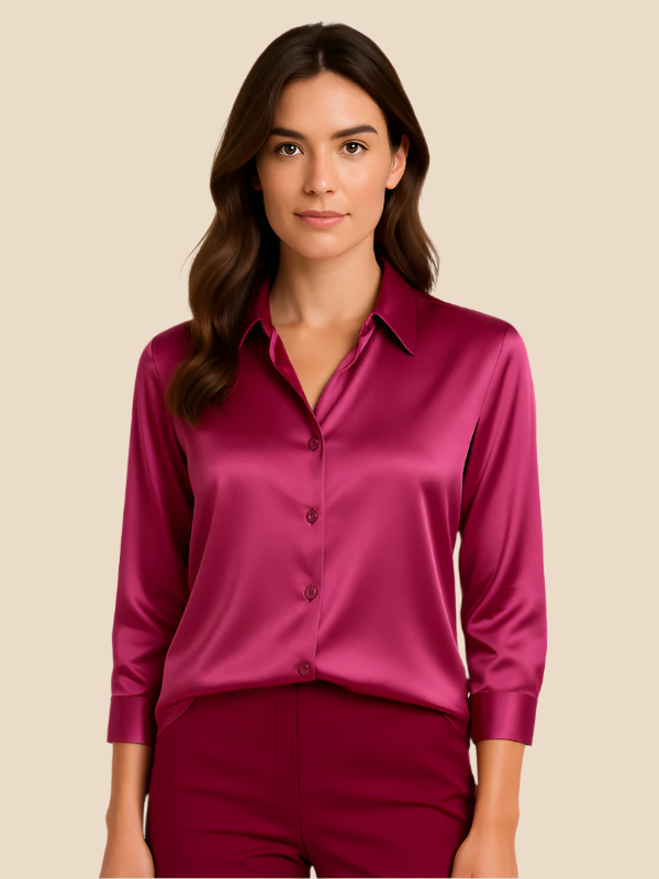 Stylish Adriana button-up top, a chic long sleeve for business workwear.