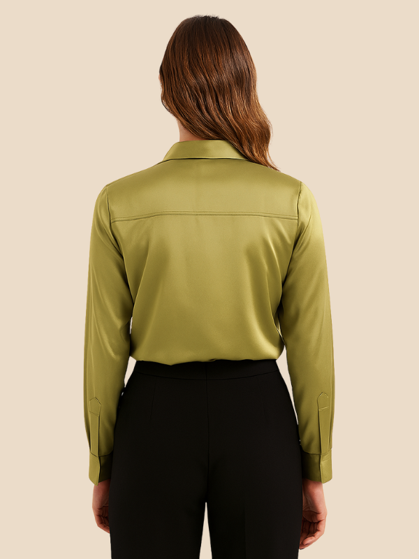 Adriana long sleeve professional top, stylish button-up for the office.