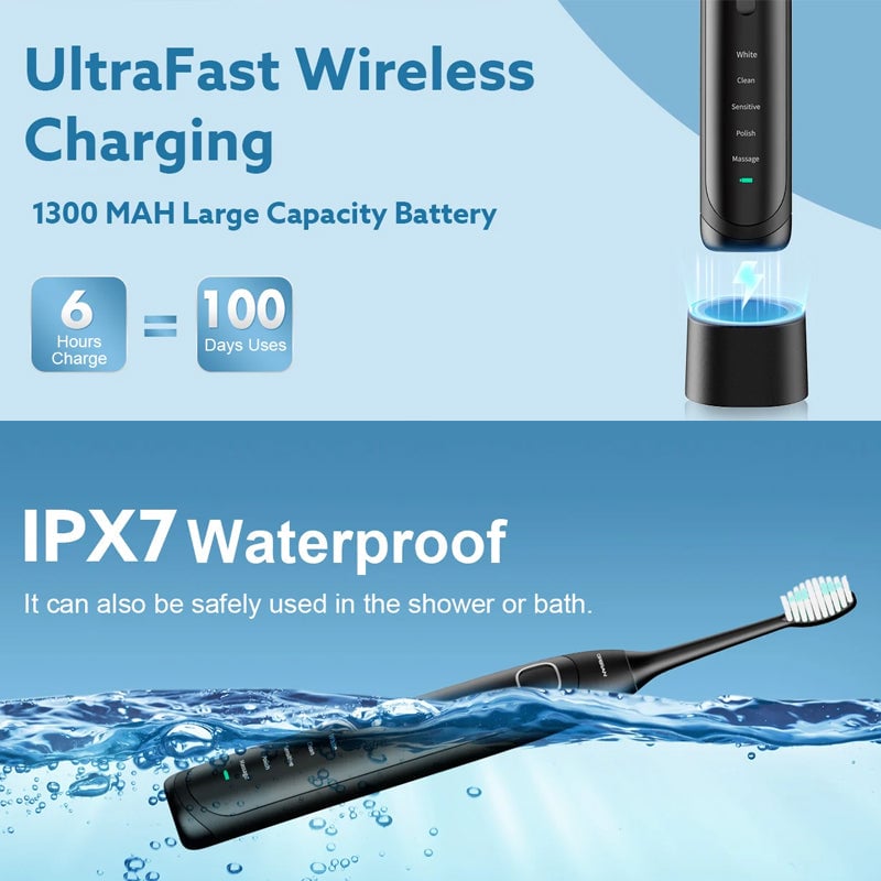 Adult's Sonic Electric Toothbrush with multiple brush modes for personalized dental hygiene