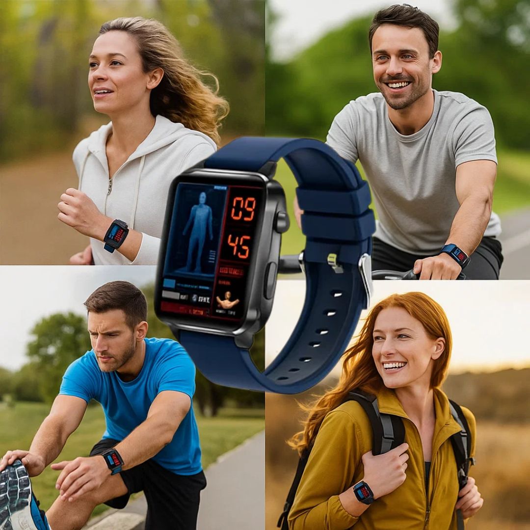HD display smartwatch for adults, offering non-invasive blood sugar monitoring & pain-free glucose tracking.