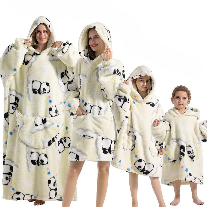 Festive pumpkin hoodie blanket, perfect for adults' cozy Halloween movie nights & autumn loungewear.