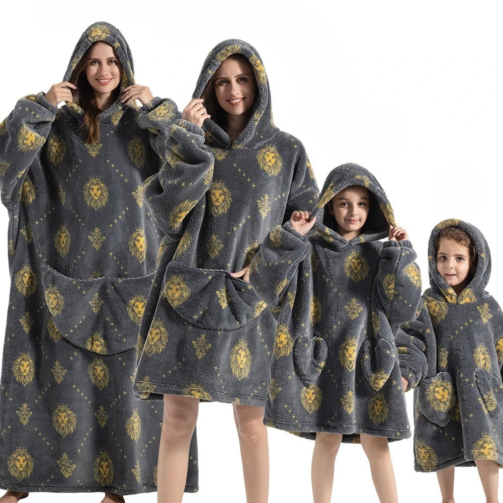 Unisex pumpkin hoodie blanket, a cozy gift for adults to enjoy Halloween and autumn comfortwear.