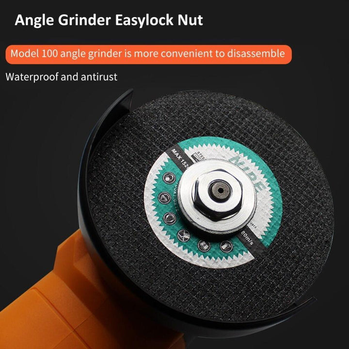 Angle grinder quick-release flange nut, designed for efficiency & secure disk mounting; cutting tool part