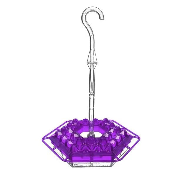 Hanging ant-proof hummingbird feeder, ensuring pest-free nectar for backyard birds.