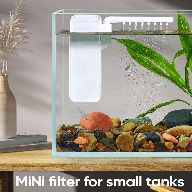 Quiet aquarium filter, submersible water purifier, effective oxygenator for healthy aquatic life