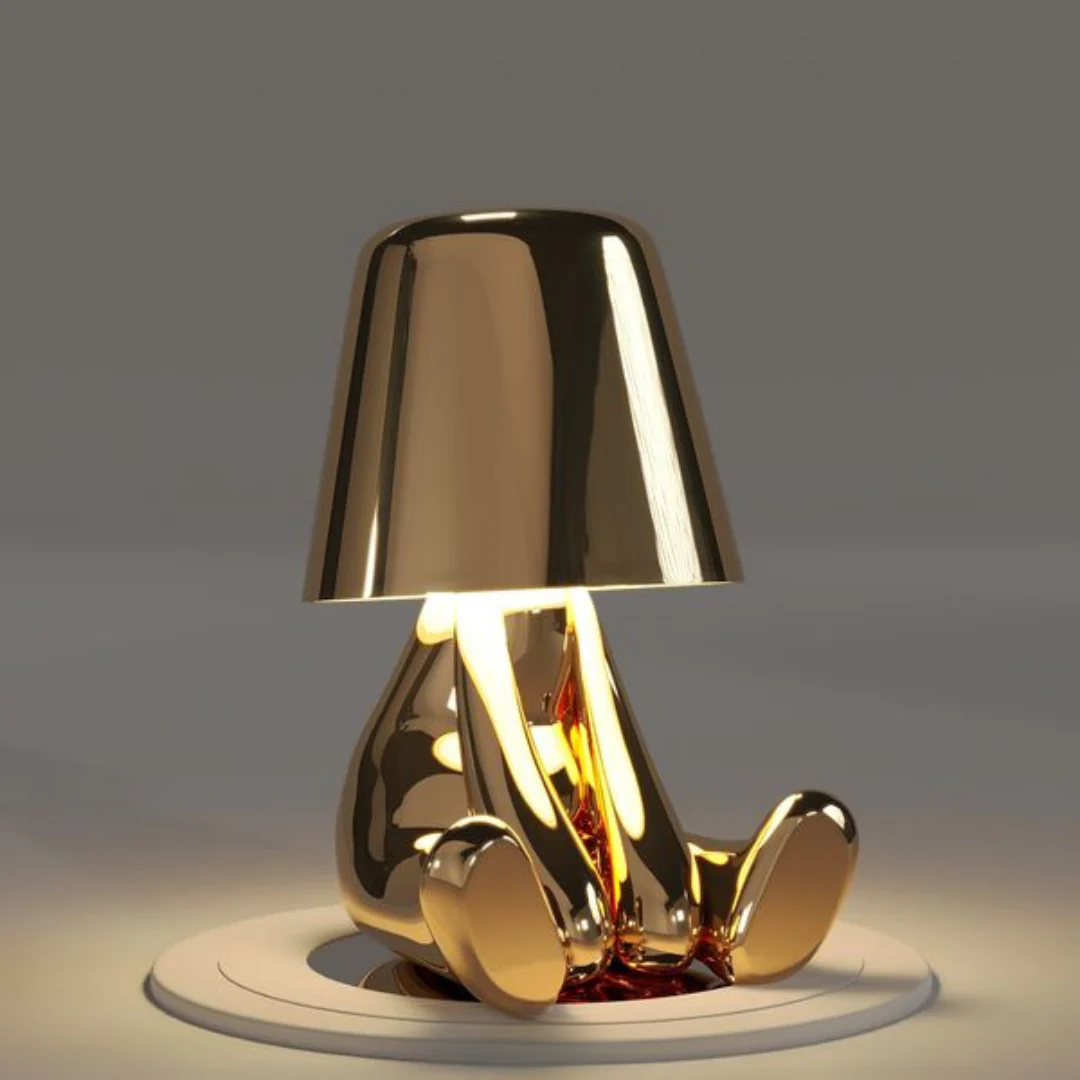 Artistic dimmable bedside lamp with touch control, creating a relaxing mood.