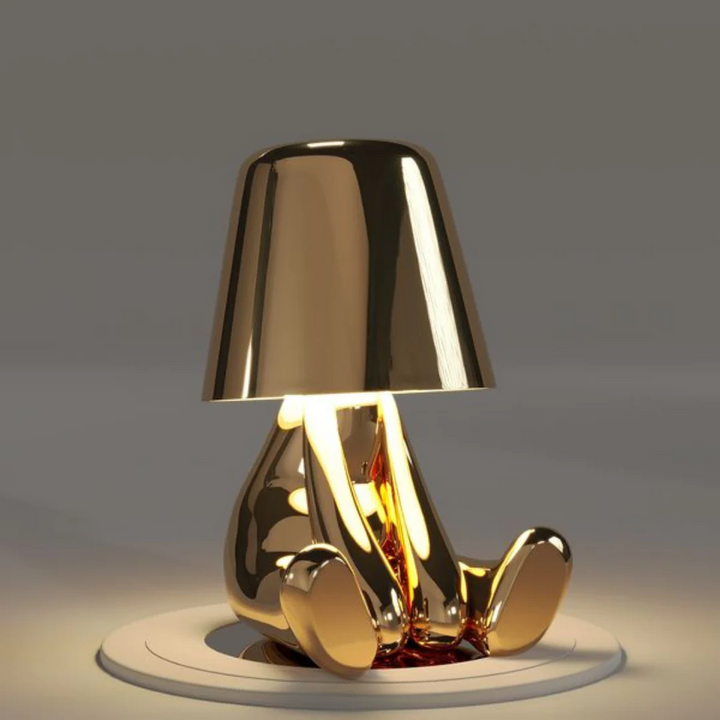 Artistic dimmable bedside lamp with touch control, creating a relaxing mood.